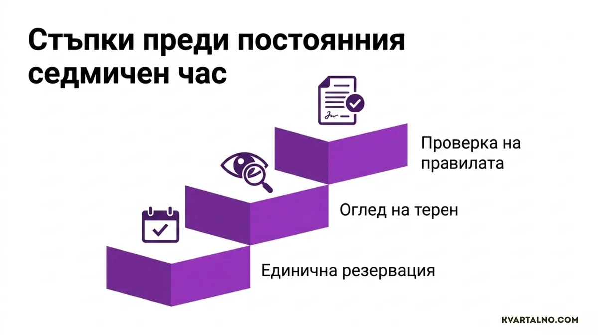 Три стъпки преди постоянен седмичен час на тенис корт: единична резервация, оглед и проверка на правилата